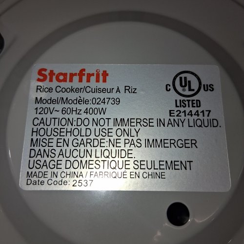 STARFRIT 10 CUP RICE COOKER WITH CERAMIC COATING - GREY (MODEL: 024739) image 6