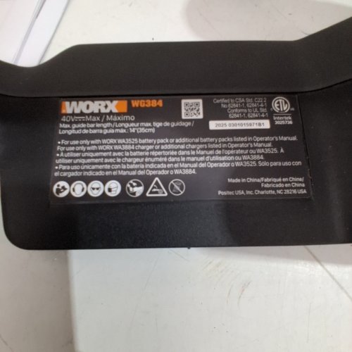 WORX WG384 40V (2.0AH) POWER SHARE CHAINSAW WITH 2X 20V BATTERIES & CHARGER - 14" (MODEL: WG384) image 5