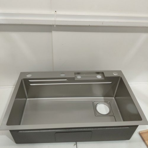 SERENELIFE UNDERMOUNT KITCHEN SINK WITH CUP WASHER, WATERFALL AND ACCESSORIES - 29.5" - GREY (MODEL: SL7546GG) image 4
