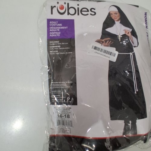 3PC WOMENS RUBIES NUN COSTUME - EXTRA LARGE - BLACK/WHITE image 2