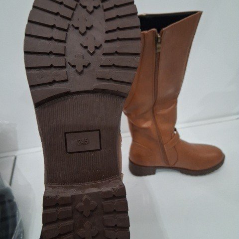 WOMEN'S KNEE-HIGH BOOTS WITH CHUNKY LOW HEEL - SIZE 7.5 (245) - BROWN image 3