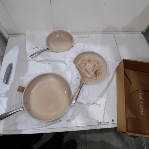 3PC RED CHEF CERAMIC NON-STICK PANS GEMMA EDITION - 8" - 9.5" - 11" - CREAM/SILVER image 5