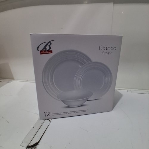 12PC BIANCO STRIPE DINNERWARE SET - WHITE image 7