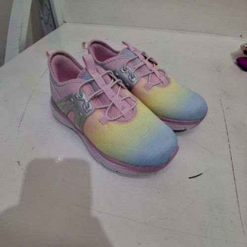 GIRLS ATHLETIC WORKS SNEAKERS - SIZE 1 - PINK, YELLOW, AND BLUE (STYLE: 66CAGEY26) image 2
