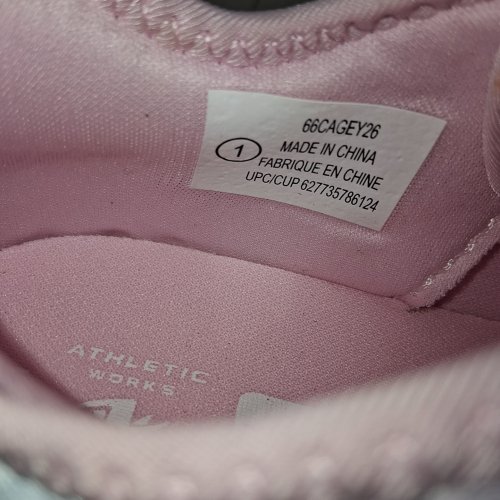 GIRLS ATHLETIC WORKS SNEAKERS - SIZE 1 - PINK, YELLOW, AND BLUE (STYLE: 66CAGEY26) image 4