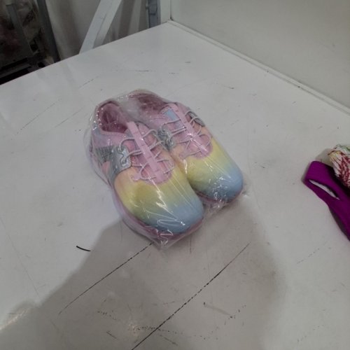 GIRLS ATHLETIC WORKS SNEAKERS - SIZE 1 - PINK, YELLOW, AND BLUE (STYLE: 66CAGEY26) image 5