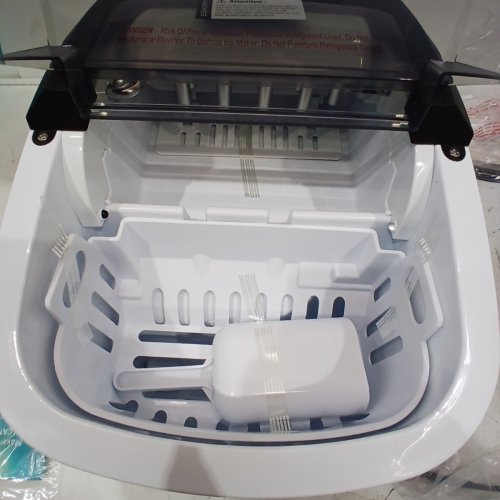 EUHOMY COUNTERTOP ICE MAKER MACHINE WITH HANDLE, BASKET AND SCOOP - MAKES 26LB PER DAY - SILVER (MODEL: IM-01X/IM008-B IN008-BSI-CAEH) image 5