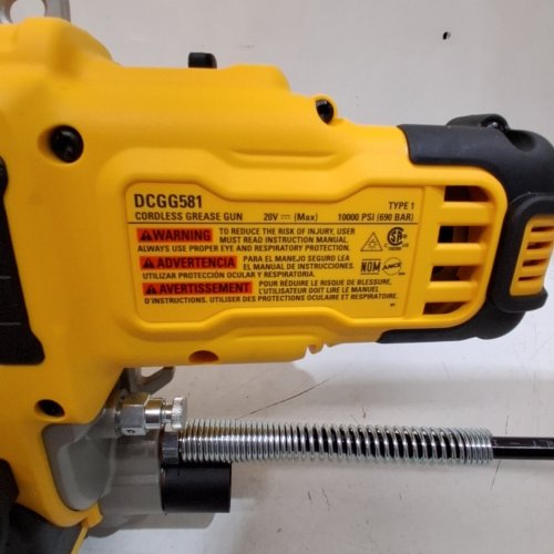 DEWALT CORDLESS VARIABLE SPEED GREASE GUN *TOOL ONLY* - 20 V - 10000 PSI - YELLOW (MODEL: DCGG581) image 9