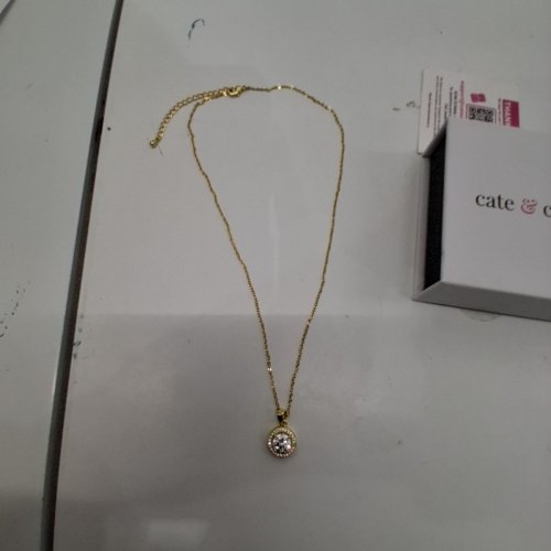 WOMENS CATE & CHLOE ROUND HALO BLAKE PENDANT NECKLACE - GOLD-TONE (STYLE: CCGM10014NK-YG) image 3