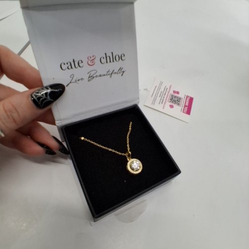 WOMENS CATE & CHLOE ROUND HALO BLAKE PENDANT NECKLACE - GOLD-TONE (STYLE: CCGM10014NK-YG) image 4