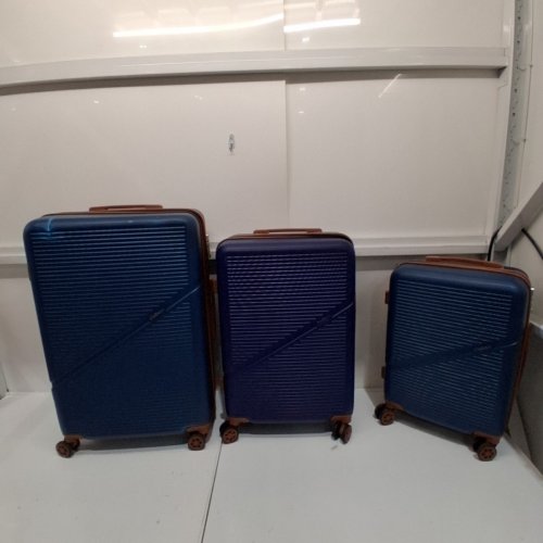 3PC COSBARN ABS HARD CASE LUGGAGE WITH TSA LOCK AND SPINNER WHEELS - 20"/24"/28" - BLUE image 2
