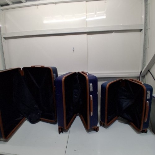 3PC COSBARN ABS HARD CASE LUGGAGE WITH TSA LOCK AND SPINNER WHEELS - 20"/24"/28" - BLUE image 3