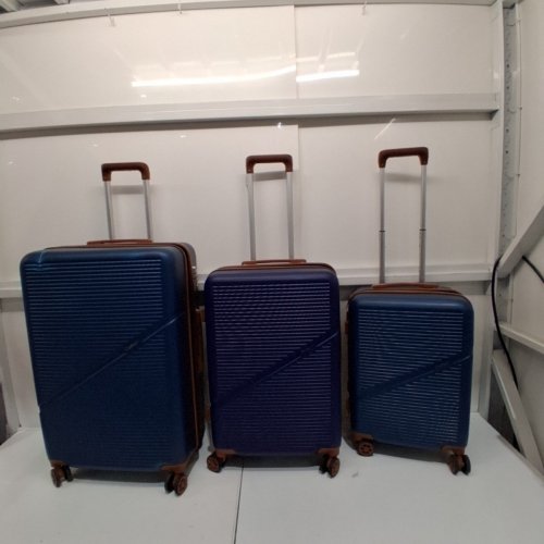 3PC COSBARN ABS HARD CASE LUGGAGE WITH TSA LOCK AND SPINNER WHEELS - 20"/24"/28" - BLUE image 6