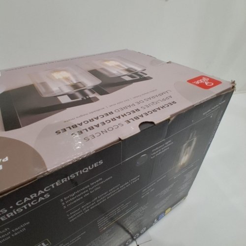 2PK GLOBE RECHAREABLE SCONES LIGHT FIXTURE WITH REMOVABLE BATTERIES - DIMMABLE - 18-72HRS - LED - 2700K - 250LM - MATTE BLACK (MODEL: 1938095) image 3