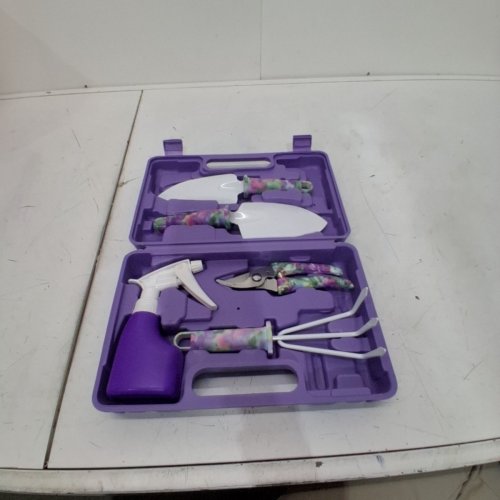5PC STAINLESS STEEL POLYPROPLENE GARDEN TOOL KIT - WHITE/PURPLE image 2