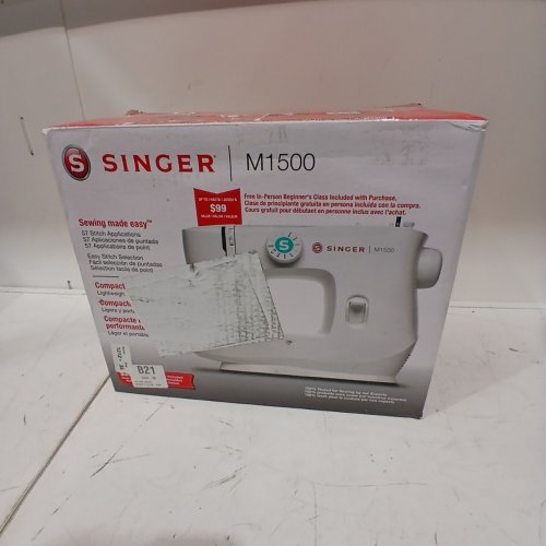 SINGER LIGHTWEIGHT PORTABLE SEWING MACHINE WITH ACCESSORY KIT AND LED LIGHT - 57 STITCH APPLICATIONS - 1 STEP BUTTON HOLE - WHITE (MODEL: M1500) image 7