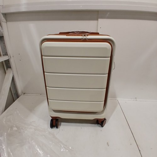 2PC LUGGEX HARD SHELL CARRY-ON TRAVEL BAG/LUGGAGE SET WITH FRONT POCKET & SPINNER WHEELS - BEIGE (MODEL: H1F-ZWT20-TTX) image 2