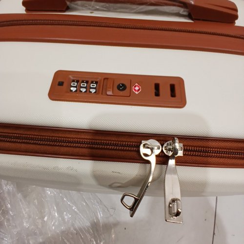 2PC LUGGEX HARD SHELL CARRY-ON TRAVEL BAG/LUGGAGE SET WITH FRONT POCKET & SPINNER WHEELS - BEIGE (MODEL: H1F-ZWT20-TTX) image 4