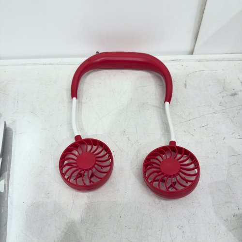 SPORTS WEARABLE BATTERY OPERATED NECK FAN- RED AND WHITE image 2