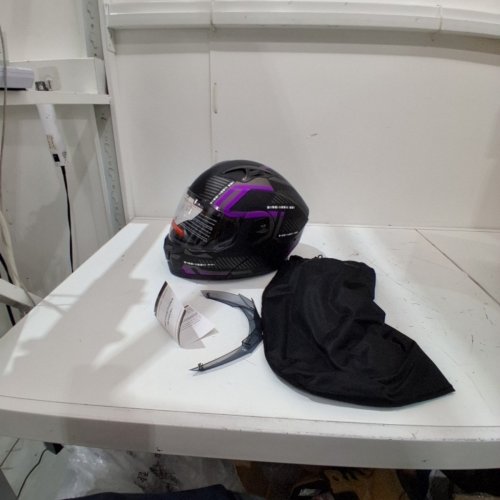 ADULT UNISEX MODULAR MOTORCYCLE MOTOCROSS HELMET - SMALL - BLACK / PURPLE image 4