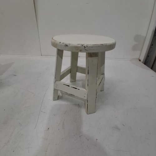 JINWEN SMALL DISTRESSED WOOD FLOWERPOT STOOL - 7" - WHITE image 2