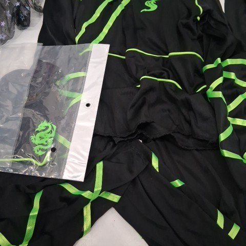 3PC KIDS UNISEX PALAMON NINJA IN THE DARK COSTUME SHIRT, PANTS AND HOOD - LARGE (10/12) - BLACK/GREEN image 2