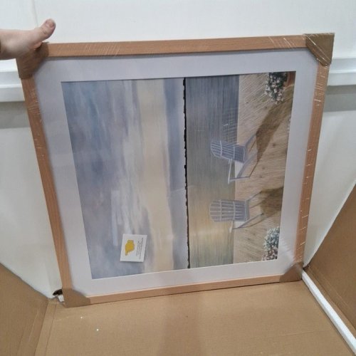 BEACH CHAIR AND LANDSCAPE FRAMED WALL ART - 24" X 24" - WOOD FRAME/MULTICOLOUR image 3