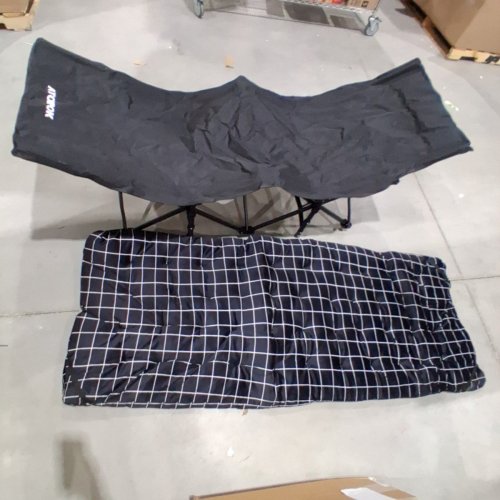 ATORPOK CAMPING COT WITH CUSHION - PORTABLE FOLDING BED WITH CARRY BAG - SUPPORTS 450LBS - BLACK image 2