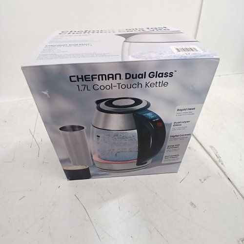 CHEFMAN DUAL-GLASS COOL TOUCH DIGITAL KETTLE WITH TEA INFUSER - 1500W - 1.7L - STAINLESS STEEL/BLACK (MODEL: RJ11-17-CTI-DG/1992747) image 4