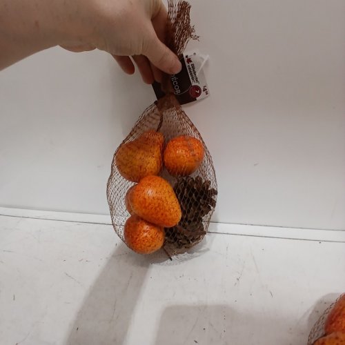 10 (7PC) WAY TO CELEBRATE! DECORATIVE FRUIT AND PINECONE SET - ORANGE AND BROWN image 2