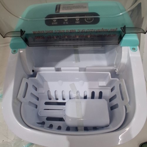 EUHOMY COUNTERTOP ICE MAKER MACHINE WITH HANDLE, BASKET AND SCOOP - MAKES 26LBS PER DAY - BLACK (MODEL: IM-06H/IM001-BGE-CAEH) image 4