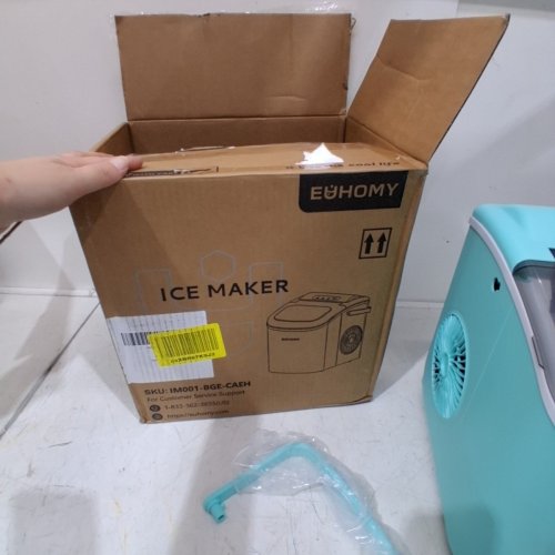 EUHOMY COUNTERTOP ICE MAKER MACHINE WITH HANDLE, BASKET AND SCOOP - MAKES 26LBS PER DAY - BLACK (MODEL: IM-06H/IM001-BGE-CAEH) image 5