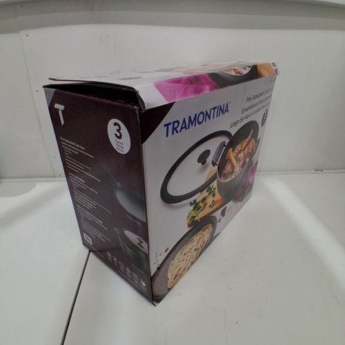 3PC TRAMONTINA PRE-SEASONED CAST IRON SET - 7QT (11") - BLACK (MODEL : 1901865) image 4