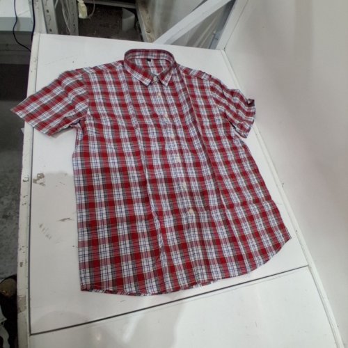 RED PLAID SHORT-SLEEVE BUTTON-DOWN SHIRT - RED, WHITE, AND BLUE image 2