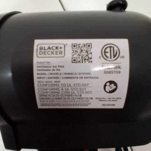BLACK + DECKER STAND FAN WITH REMOTE - 16" DIAMETER - BLACK (MODEL: BFSR16B-01) image 8