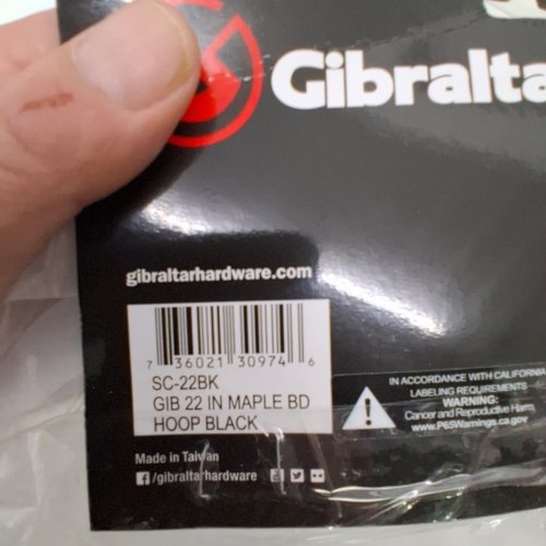 GIBRALTAR MAPLE DRUM HOOP - 22" - BLACK (MODEL: SC-22BK) image 2