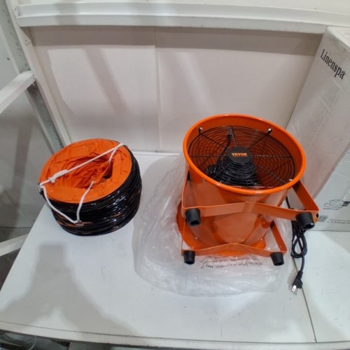 HEAVY DUTY INDUSTRIAL PORTABLE VENTILATOR CYLINDER FAN WITH 33FT DUCT HOSE - 12" 585W - ORANGE/BLACK (MODEL: BT-SHT12A-U(S)10) image 3