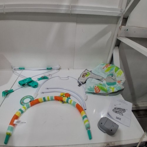 BRIGHT STARTS PORTABLE 3-POINT HARNESS VIBRATING BOUNCER WITH TOY-BAR - RAINFOREST VIBES (MODEL: 12227) image 3