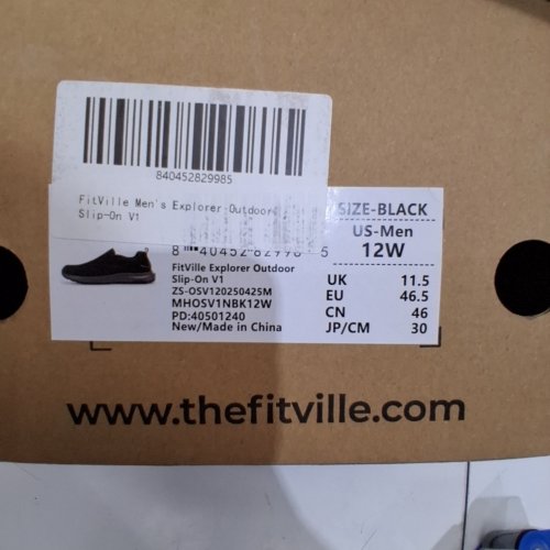 MEN'S FITVILLE EXPLORER OUTDOOR SLIP-ON SHOES - SIZE 12 WIDE - BLACK image 2