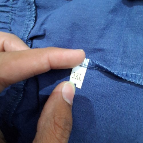WOMEN'S COTTON LINEN DRAWSTRING LOOSE PANTS - 3XL - BLUE image 3
