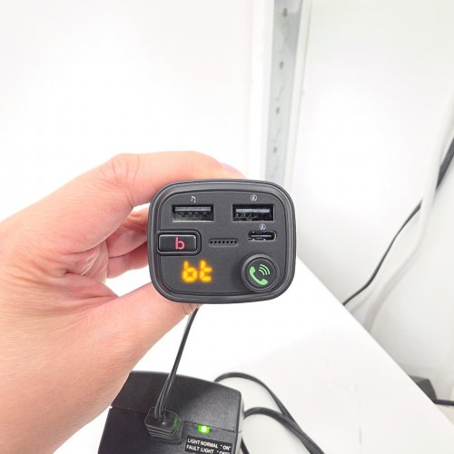 JUST WIRELESS BLUETOOTH FM TRANSMITTER WITH USB-A AND USB-C CHARGING PORTS AND BASS BOOSTER - 30W - BLACK (MODEL: 20088) image 2