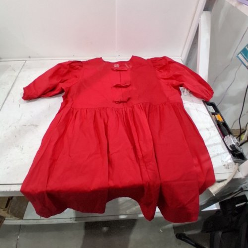 WOMEN'S GEORGE BOW FRONT POPLIN DRESS - XXL - RED image 2