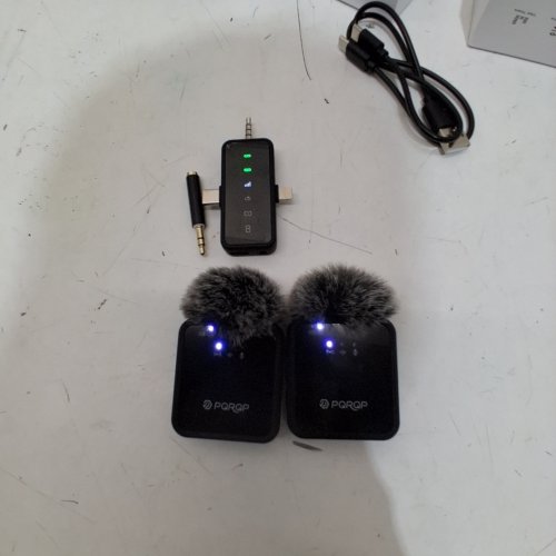 PQRQP 3 IN 1 WIRELESS 328FT TRANSMISSION LAVALIER MINI MIC SET FOR IPHONE, ANDROID OR CAMERA - BLACK image 2