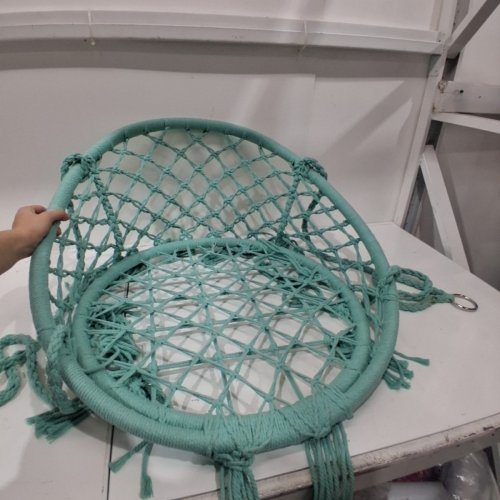 TOPTRY HAMMOCK HANGING SWING CHAIR, COTTON ROPE, CHAISE SUSPENDUE WITH HANGING HARDWARE, INDOOR/OUTDOOR, MAX WEIGHT 265LBS- 42" X 27" - LIGHT BLUE image 2
