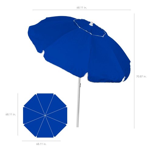 SEASONAL SUPPLY CO. PORTABLE HEXAGON BEACH UMBRELLA - APPROX 6FT X 6FT - BLUE image 2