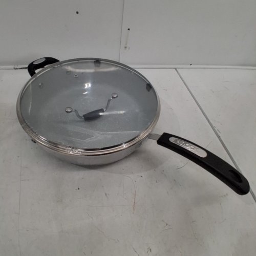 2PC STARFRIT THE ROCK TERRA NON-STICK CHEMICAL FREE DEEP FRY PAN SKILLET WITH LID - 12" - 5.2QT - GREY image 2