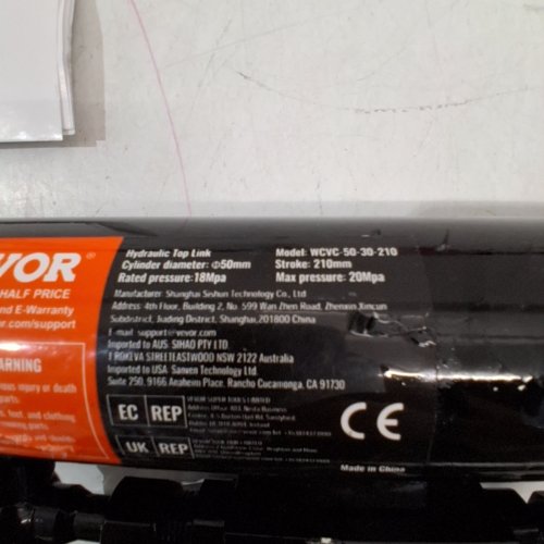 HYDRAULIC TOP LINK WITH 2 HOSES & G3/8" CHECK VALVE - 18" - BLACK (MODEL: WCVC-50-30-210) image 4