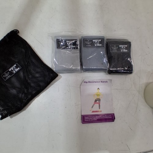3PC EXERCISE RESISTANCE BANDS - 15 TO 65 LBS - GREY/BLACK image 3