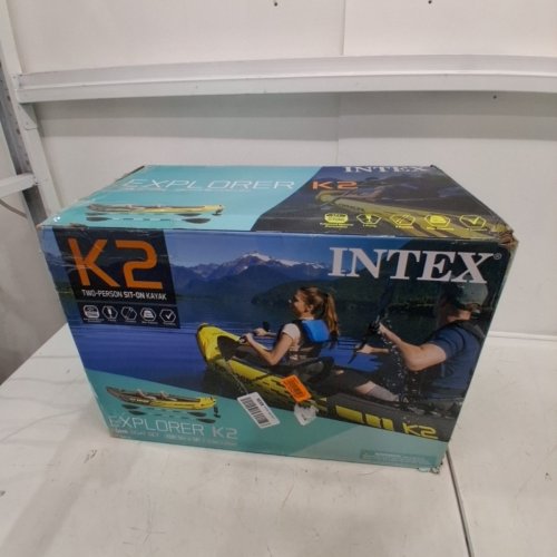 INTEX EXPLORER K2 INFLATABLE KAYAK SET WITH ALUMINUM OARS AND PUMP - 86" - 2-PERSON - 400LB MAX - YELLOW/GREY (MODEL: 68307EP) image 6