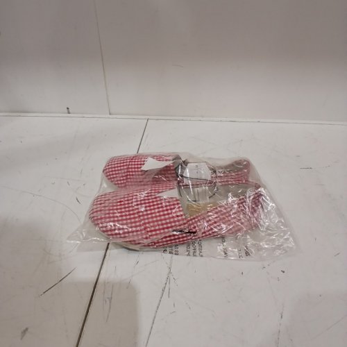 WOMEN'S TIME AND TRU CANVAS SLIP-ON SHOES - 6 - RED AND WHITE CHECKERED image 5